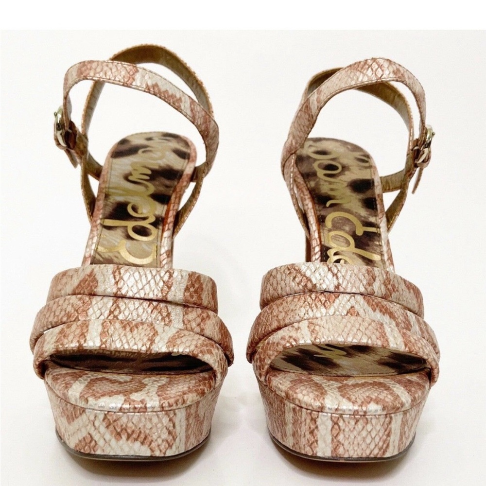 Sam Edelman High Heels Taryn Sandals Ice
Shimmer Snake Skin Shoe Size 8.5